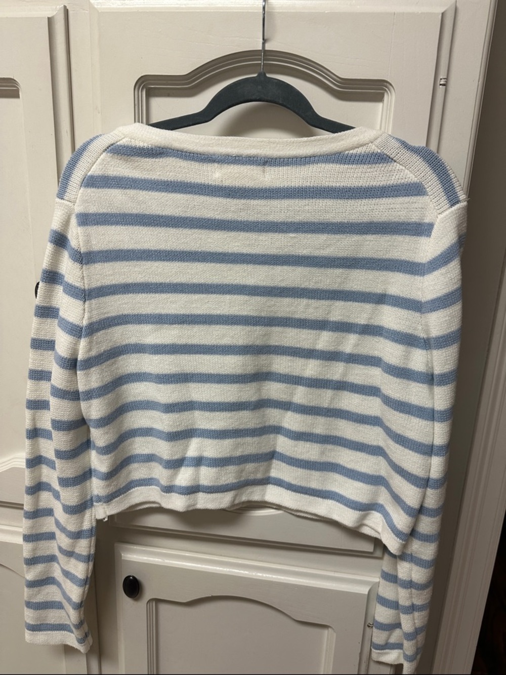 Jessica Simpson Light Blue and off white Striped nautical Cardigan - Picture 3 of 3